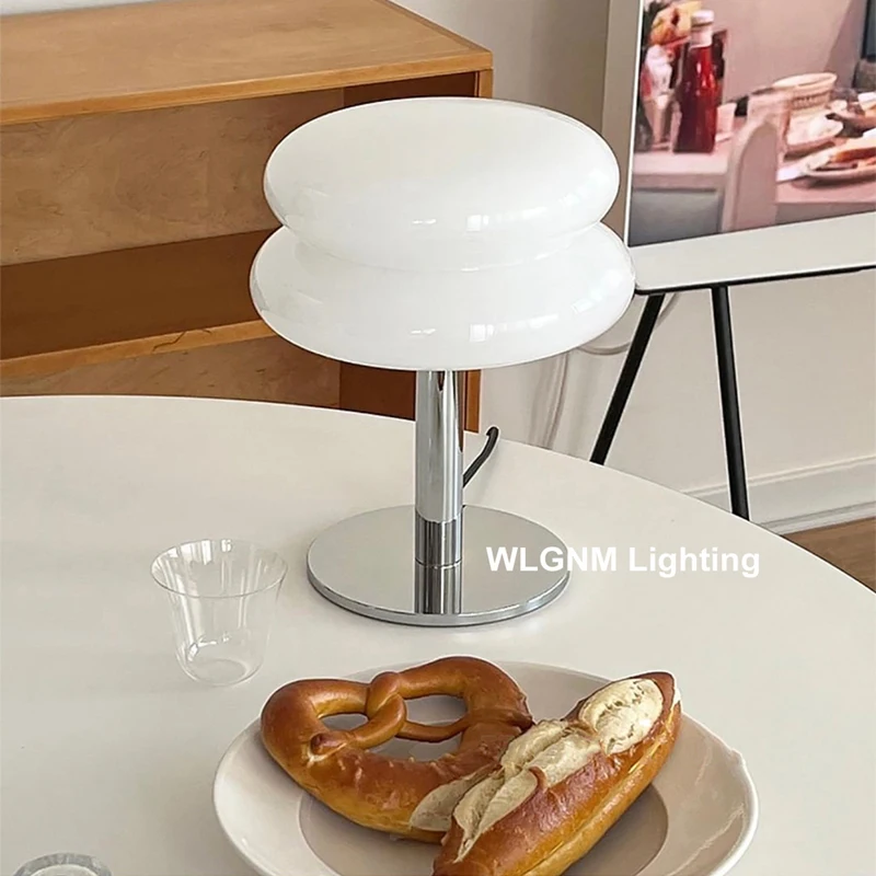 Macaron Glass Table Lamp Egg Tart Desk Light Bedroom Living Room Atmosphere Lamps Night Light Girl Bedroom Bedside Decor