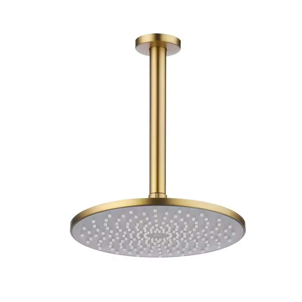 Luxury Gold Brass Bathroom shower faucet set Ceiling mounted Brushed gold cold hot water 2 handle 2 Mode Rainfall shower set