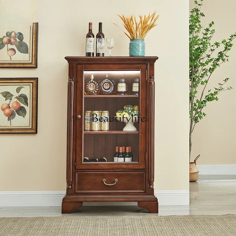 

LD6American solid wood wine cabinet living room decoration wall glass door wine cabinet