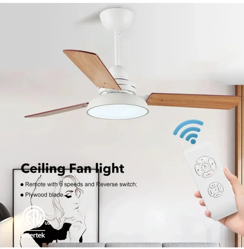 Ceiling Fan with Light and Remote Control, Modern Simplicity Design, Dimmable LED lights and Wind Speed