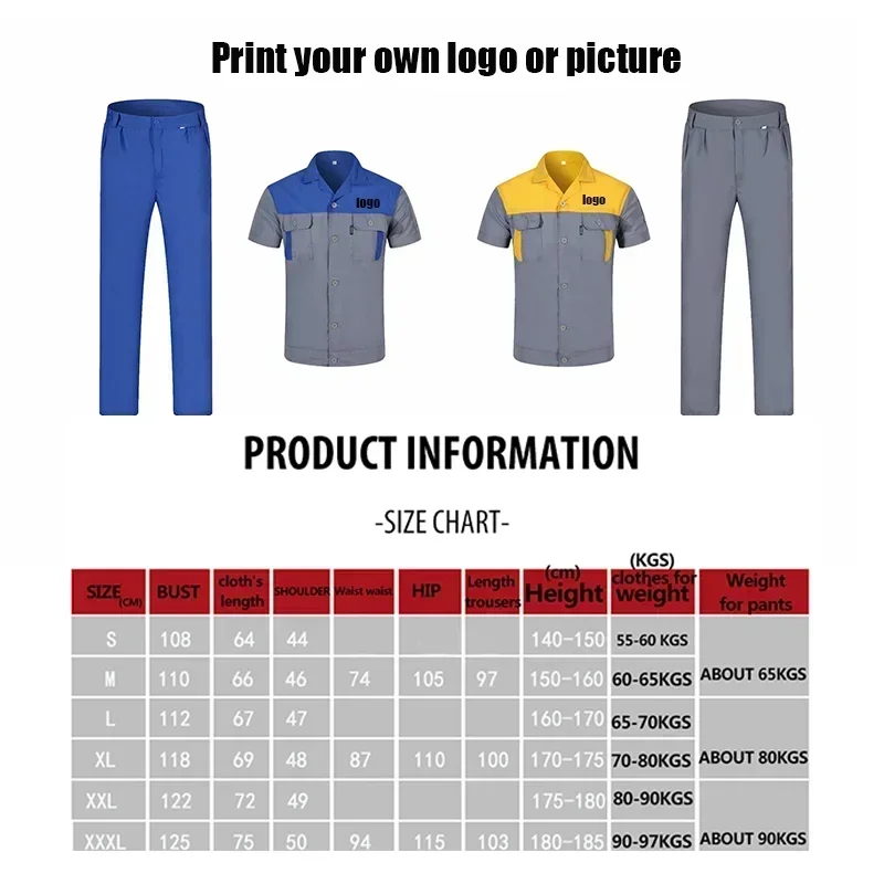 Customized logo overalls tops and pants men and women mechanics auto mechanics high quality overalls two-pocket T-shirts