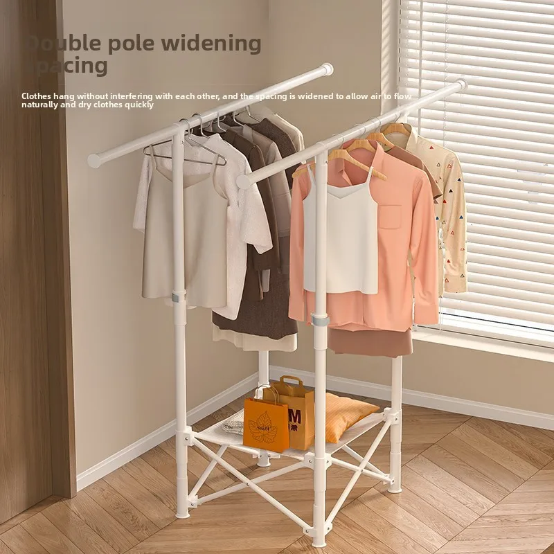 Coat Racks Living Room Furniture, 3‑Second Folding Telescopic Rack, Windproof Installation‑Free for Home Balcony Bedroom Storage