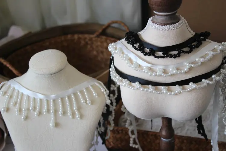 Silk Tassel Fringe Trim, Pearl Beaded Lace Ribbon, Embroidery Lace Fabric, Sewing Materials, White and Black, 1m per Lot