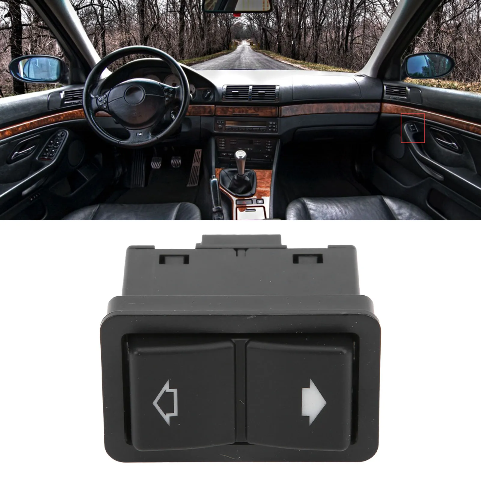Car Electric Window Regulator Button 61318368974 Replacement for 5-Series E39 97-03 7-Series 97-03 ABS Metal Power Window