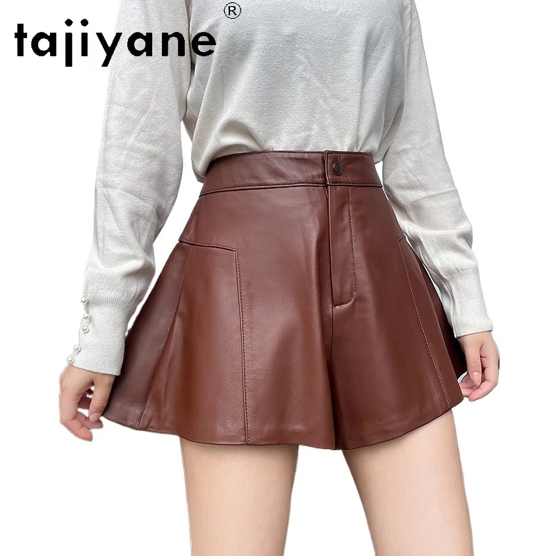 

TAJIYANE 100% Top Layer Sheepskin Shorts for Woman Genuine Leather Wide Leg Short 2025 Spring Autumn Women' S Clothes шорты