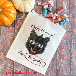 10 pcs personalized name happy Halloween candy bags custom printed party favors cookie black cat for party decoration supplies