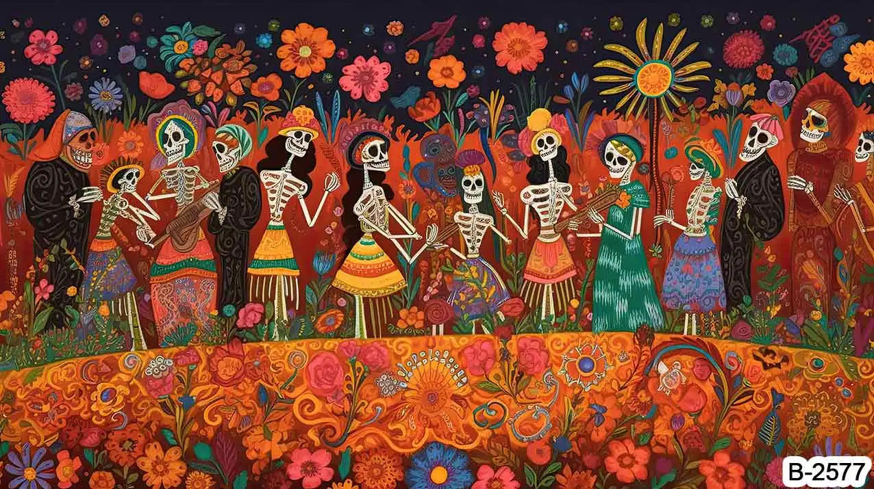 Fondo del Día De Los Muertos para decoración del hogar, telón De fondo para fotografía, Fiesta Mexicana, calavera De azúcar, Fiesta De baile, Dia De Los Muertos, familia