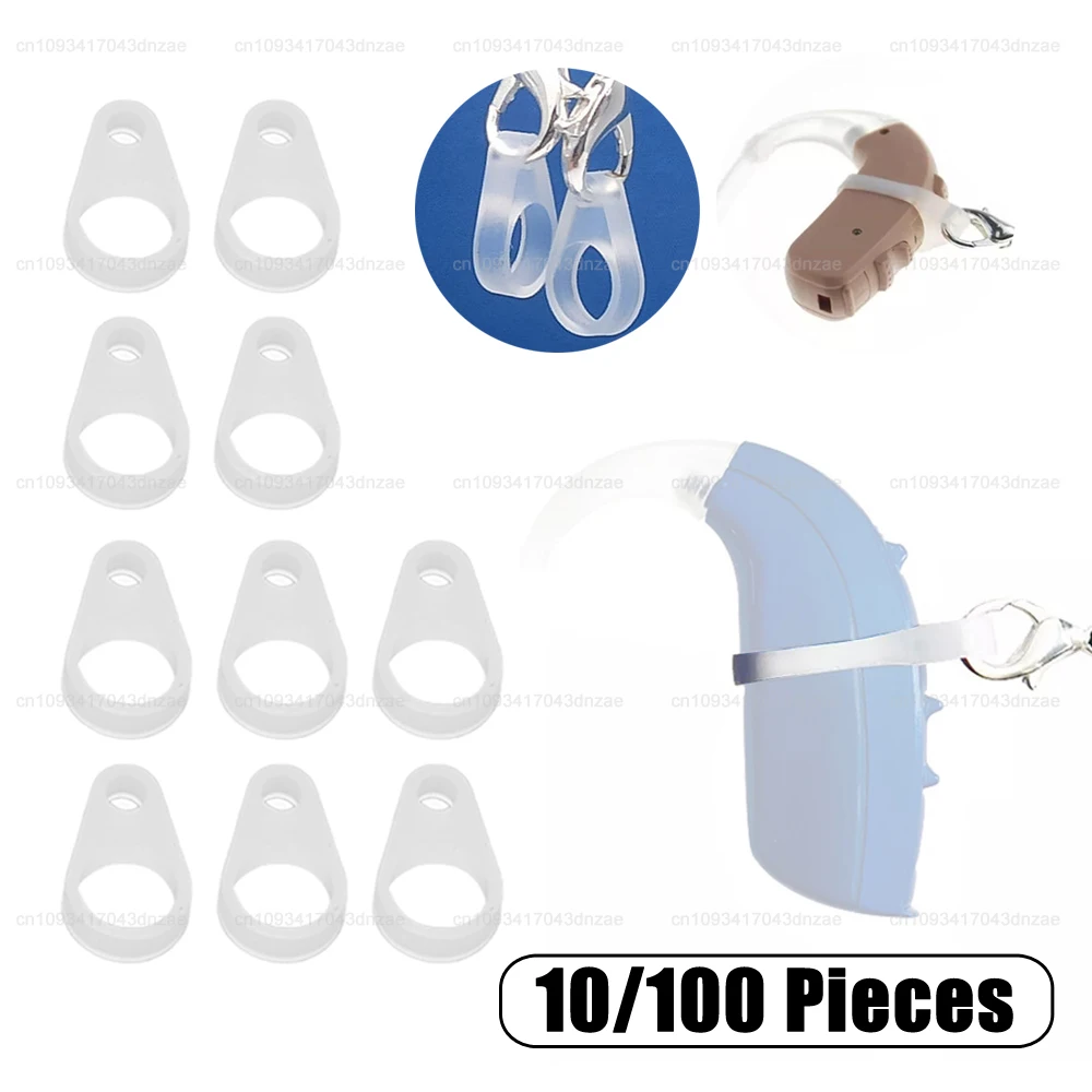 

10/100pcs 6/9/11mm Hearing Aid Clip Adaptor Silicone Ring Replacement for Sound Amplifer BTE Hearing Aid Anti Lost Lanyard Rope