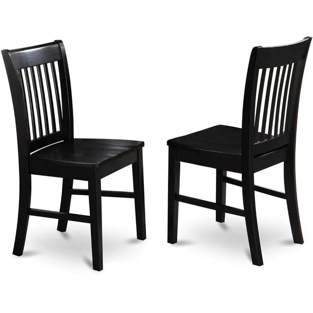 

Dining chairs - slatted back wooden seats kitchen chairs, set of 2, black