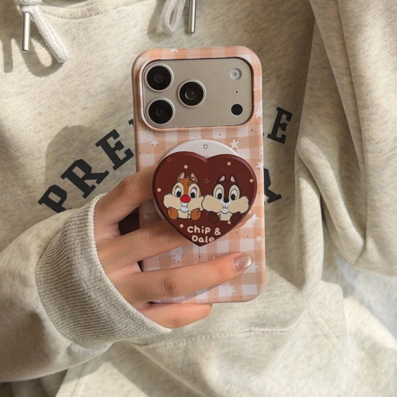 

Korean Cute Star Plaid Pattern Magnetic Phone Case For iPhone 17 Pro 16 15 14 Pro Max Back Cover with Stand For Magsafe Hard Cas