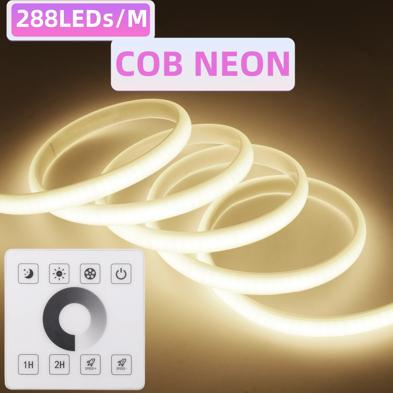 230V Dimmable COB Neon Strip LED Light With Touch Panel Remote 750W 240V 220V IP65 RA90 Diode Tape Rope 3000K 4000K 6000K