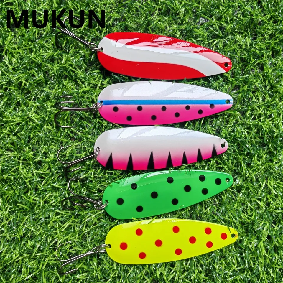 

MUKUN 1PC 27g/90mm Colorful Metal Sequins Fishing Lure Artificial Hard Bait Sequins Spinner Spoon Pike Trout Perch