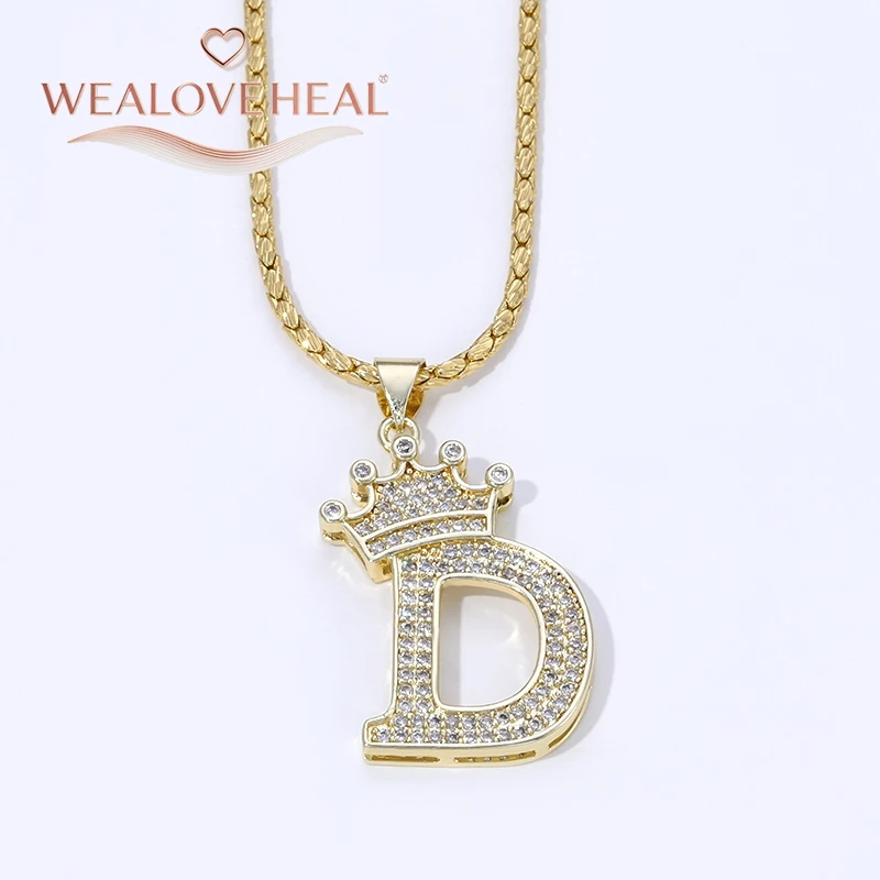 18K Vergoldete A-Z Kronen-Initial-Halskette, Iced Out CZ 26 Buchstaben-Anhänger-Kette, Personalisierter Hip-Hop-Schmuck Geschenk für Ihn und Sie – Detail 22