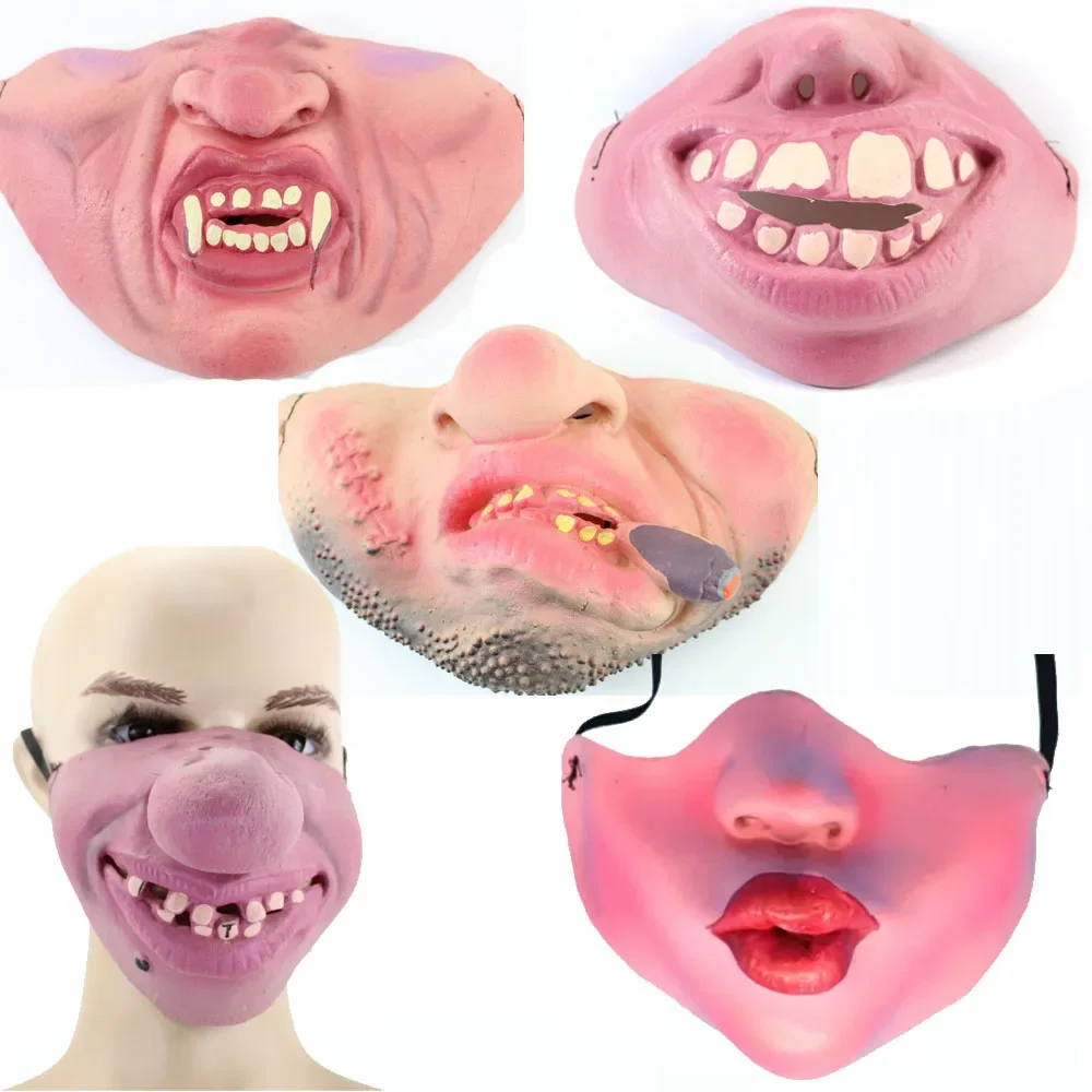 5pcs Latex Scary Horrible Party Mask Clown Buck Teeth Vampire Cosplay Funny  Birthday  Carnival for Children Adult Halloween