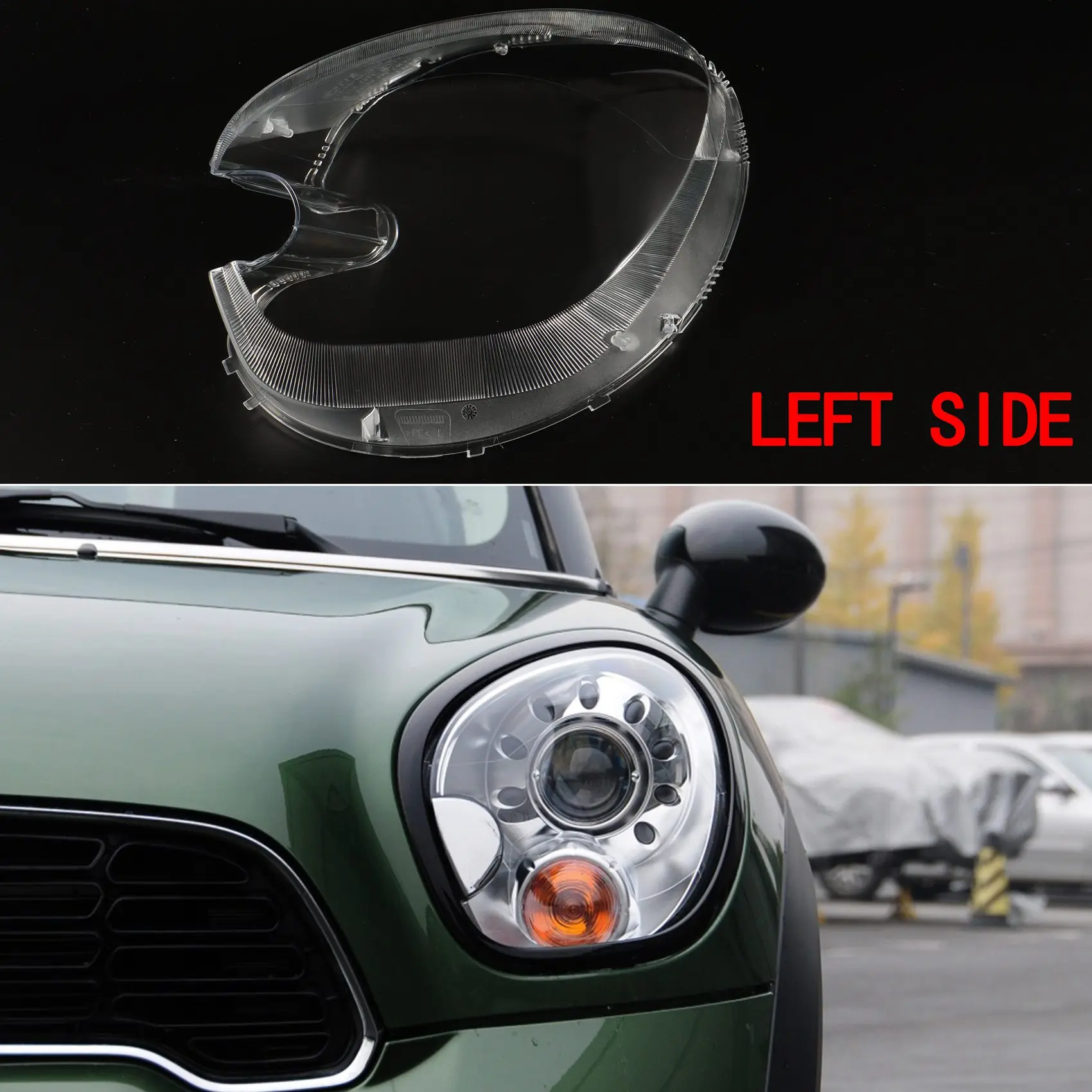 For-BMW MINI R60 2011 2012 2013 - 2016 Left Side Car Headlight Lens Cover Headlamp Transparent Lampshade Shell Glass