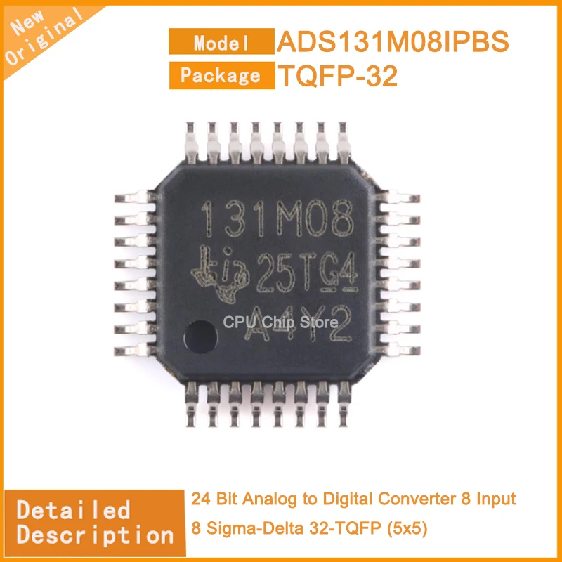 5Pcs/Lot  New Original  ADS131M08IPBS  ADS131M08 24 Bit Analog to Digital Converter 8 Input 8 Sigma-Delta 32-TQFP (5x5)