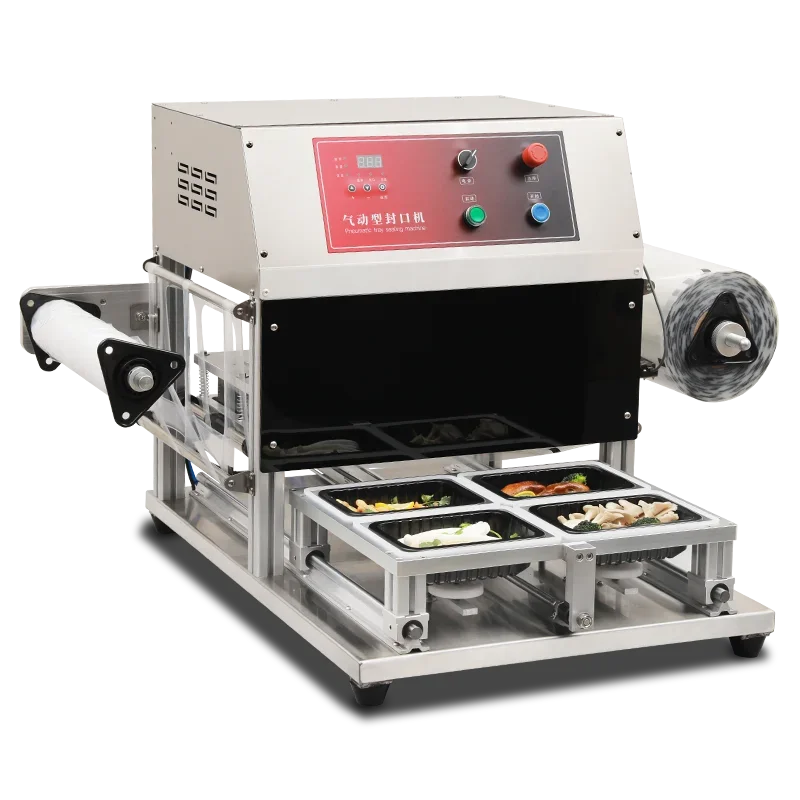 Tabletop Power Pneumatic Drive Food Containers Tray Fresh Sealing Equipment Fruit and Vegetable Container Sealing Machine Sealer