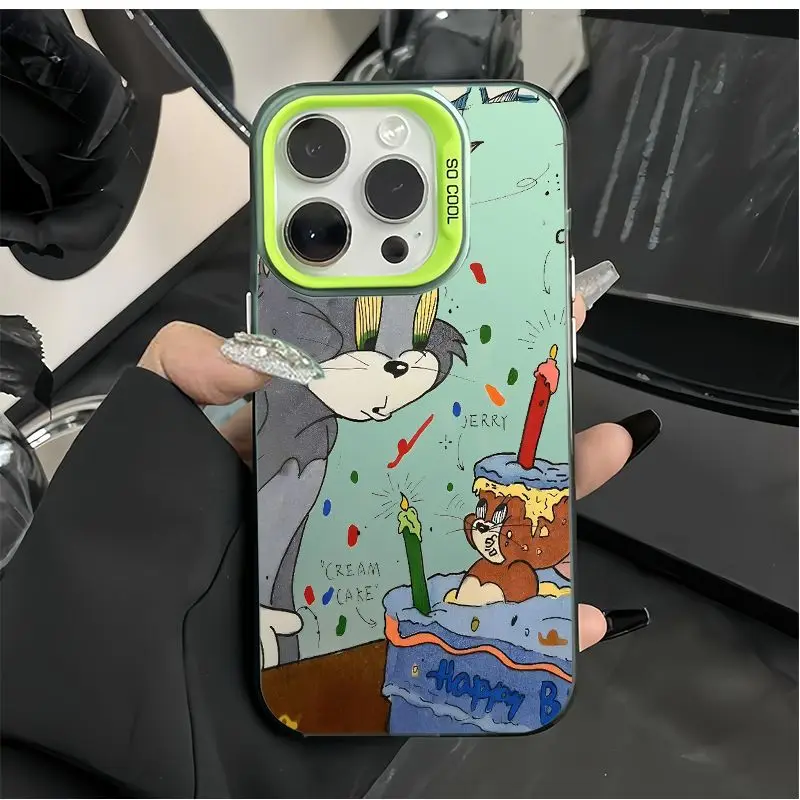 Tom And Jerry Steal Eat Cream Cake Phone Case For iPhone16 15 14 13 12 11ProMax XS Max XR 7 8 Plus MINI Y2K Soft Cute Back Cover