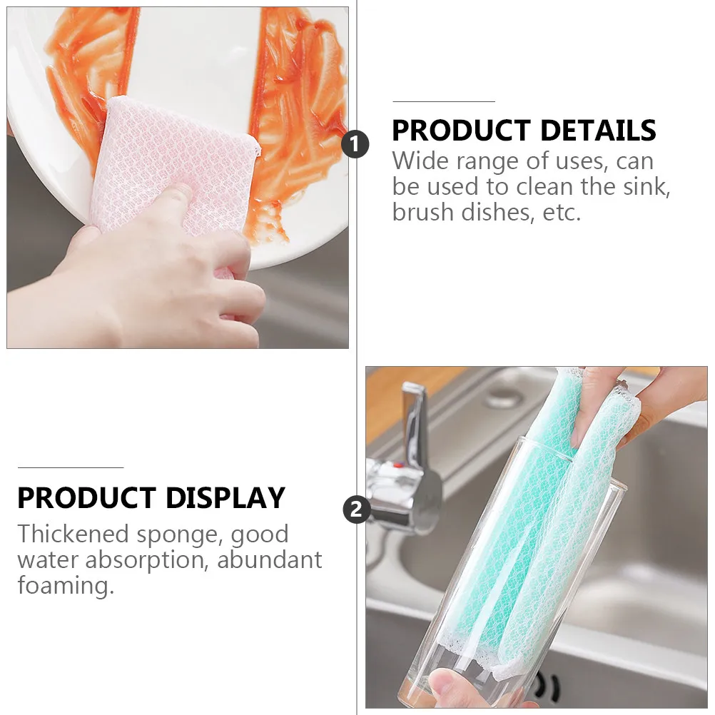 10Pcs Premium Scouring Pad Sponge Scrubber Highly Absorbent Soft Non-Scratch Cleaning Dishcloth for Dishes Glassware Kitchen