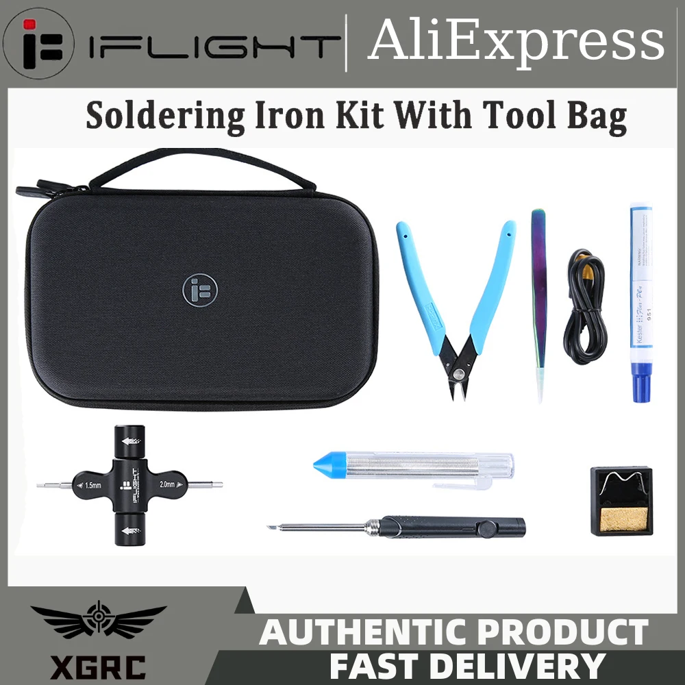 iFlight Tool Storage Bag W/ FPV Soldering Iron Kit Wrench/Iron/Soldering Pen/Tin Wire/ Tweezers/Cutting Pliers Tool Handbag Bag