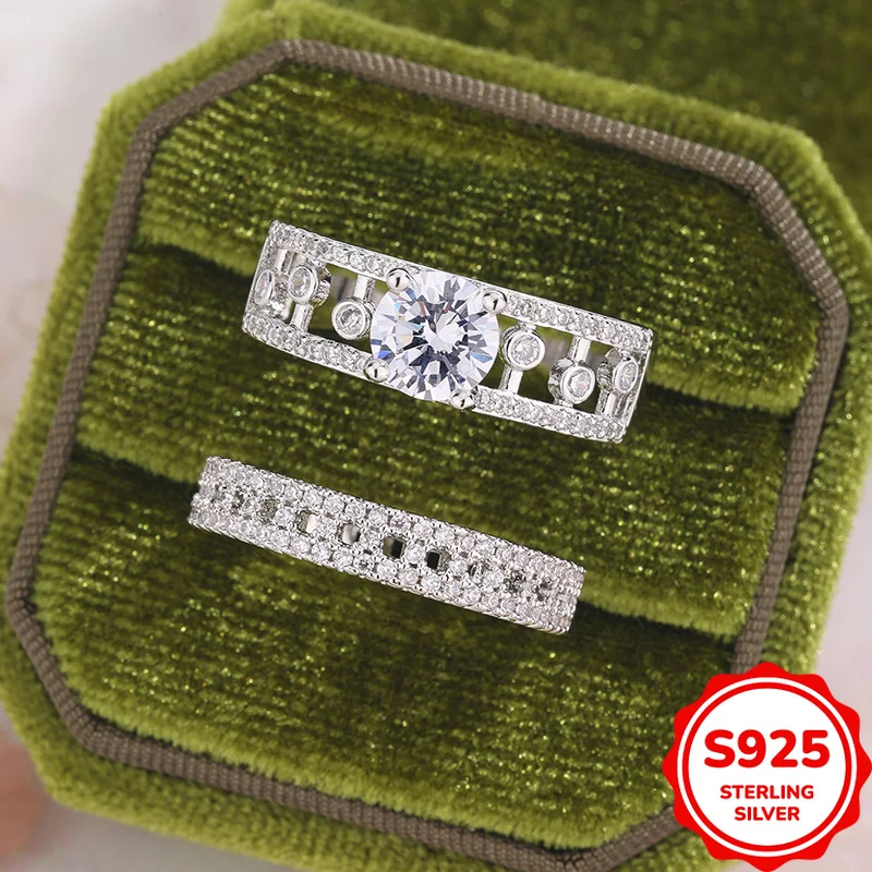 

Romantic French Luxury Authentic S925 Silver Hollow Versatile Women's Double-layer Stackable Women's Wedding Ring