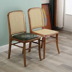 Silla de comedor de madera maciza nórdica, silla de ratán para el hogar, Retro japonés, silla de ocio Simple, silla trasera para restaurante y cafetería