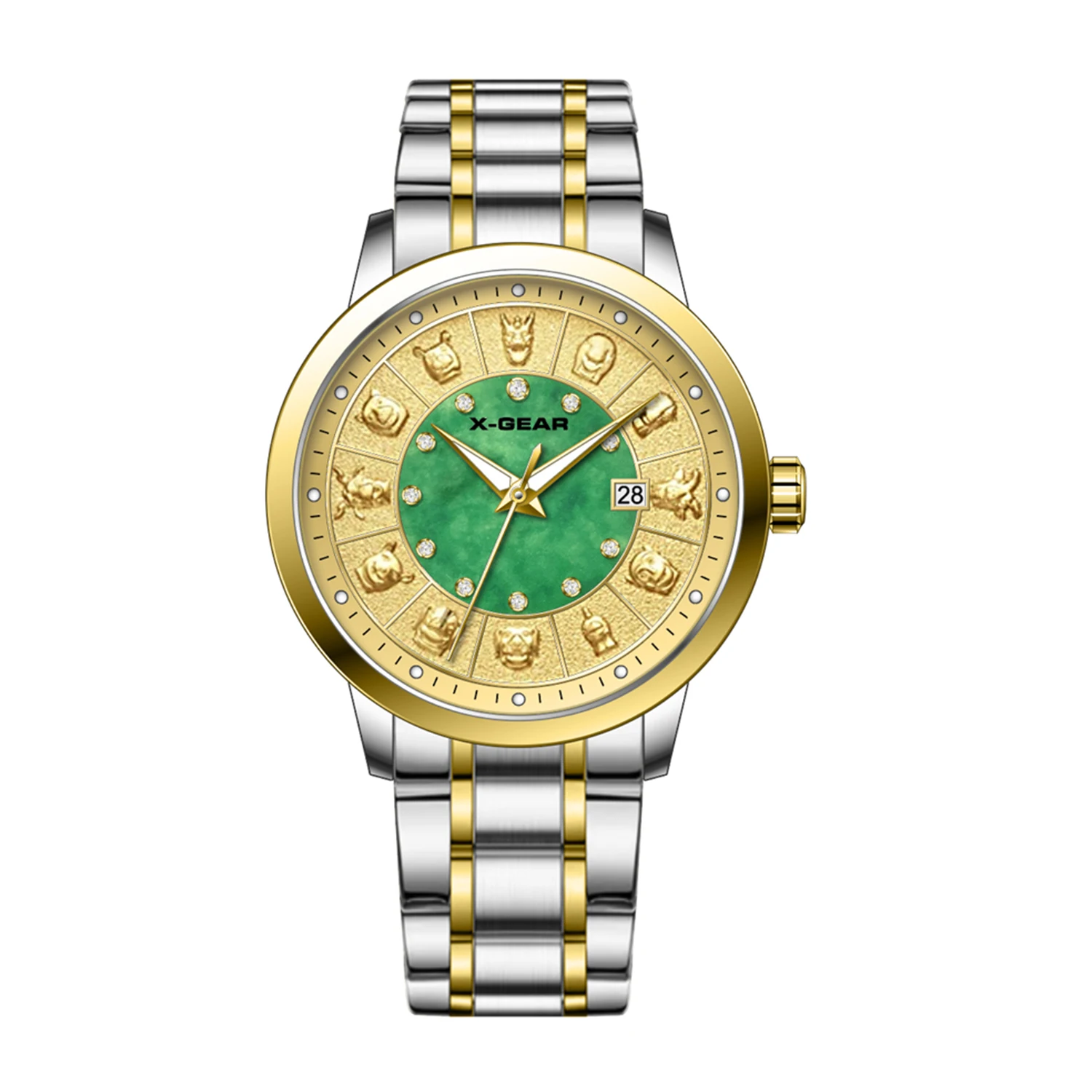 ساعة X-GEAR للرجال كاجوال كوارتز بإبزيم من الفولاذ المقاوم للصدأ مقاومة للماء بتقويم مضيء للرجال