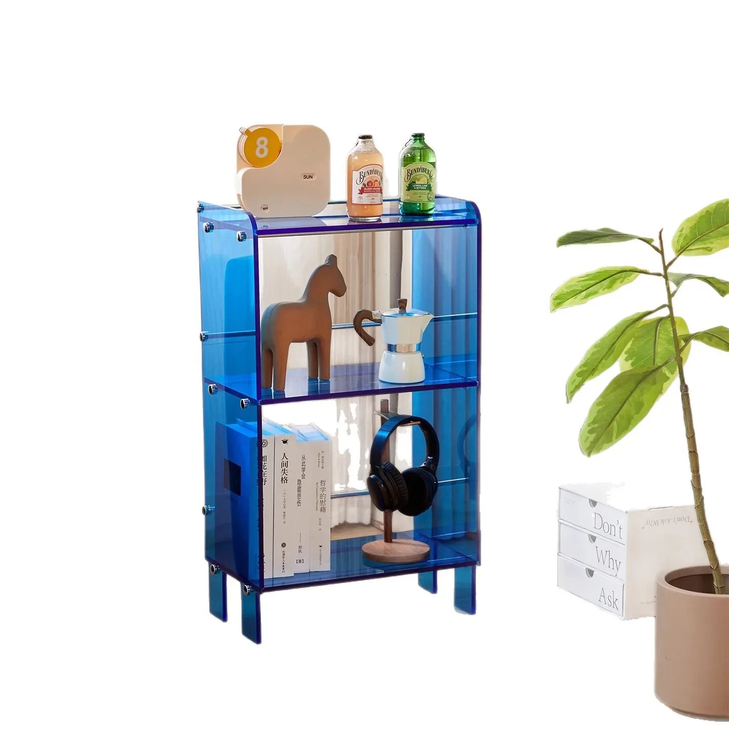 Acrylic shelf, living room bookshelf, optical axis, floor-to-ceiling dining side cabinet, transparent display rack