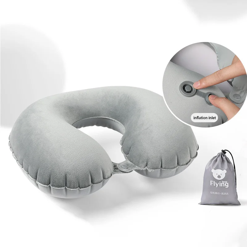 

Portable Inflatable Travel Neck Pillow with Easy Mouth Inflation for Airplane