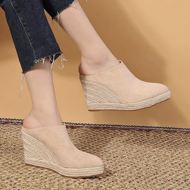 

New Spring Summer Fashion High Heels Women Party Shoes Brand Modern Elegant Ladies Wedges 9cm Women Pumps Plus Size 42 DX293
