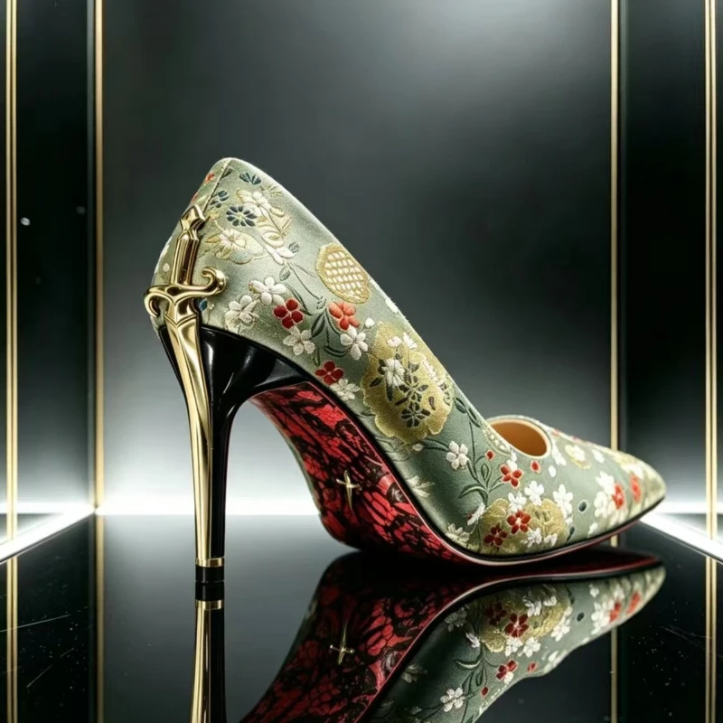 Modenschau Sexy Schuhe 2026 Frühling Herbst Neue Bestickte Damen High Heels Pumps Stiletto Spitze Große Größen – Detail 2
