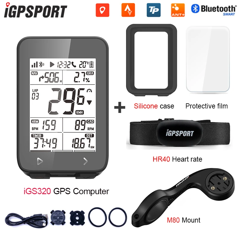 アクセサリー iGPSPORT GPS Bike Computer iGS320 IGPSPORT IGS320 Cycling Computer IPX7 Bluetooth 5.0 ANT+ GPS 72H