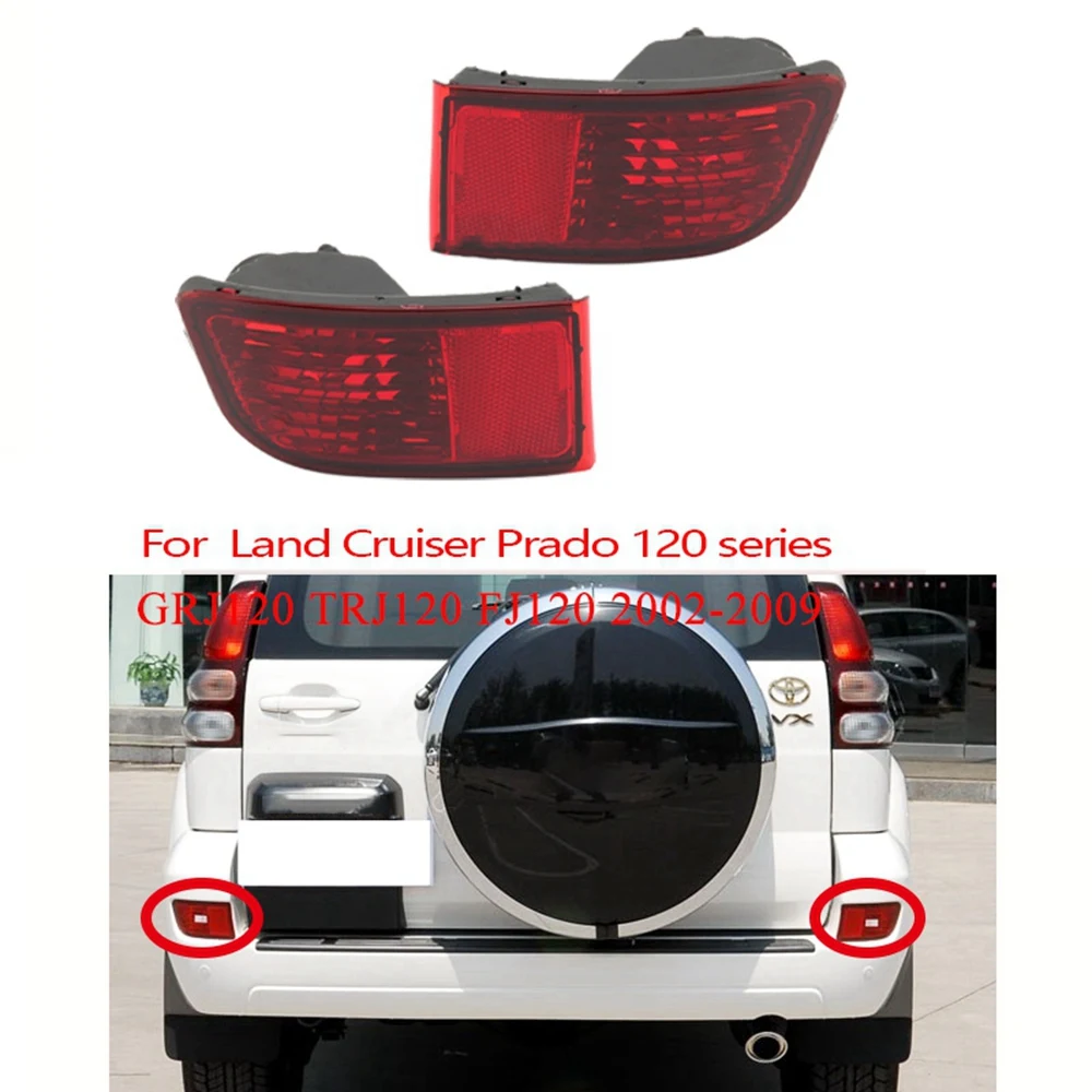 Rear Bumper Reflector Light for Toyota Land Cruiser Prado 120 2003-2009 Tail Stop Brake Lamp Without Bulb Turn Signal