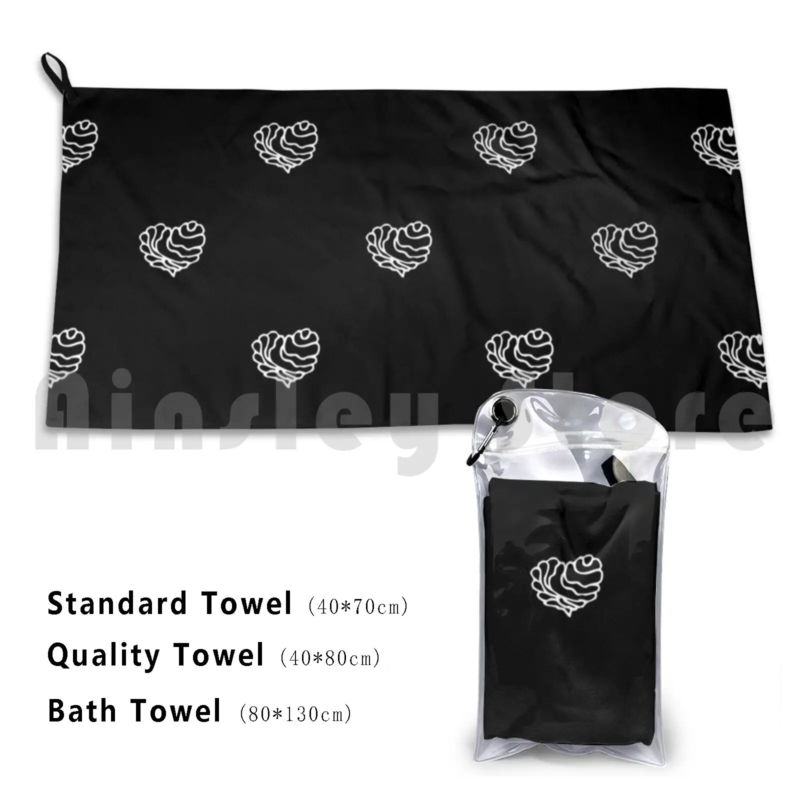 Doodle Hearts Black And White Bath Towel Beach Cushion 1657 Pattern Doodle Heart Seamless Background