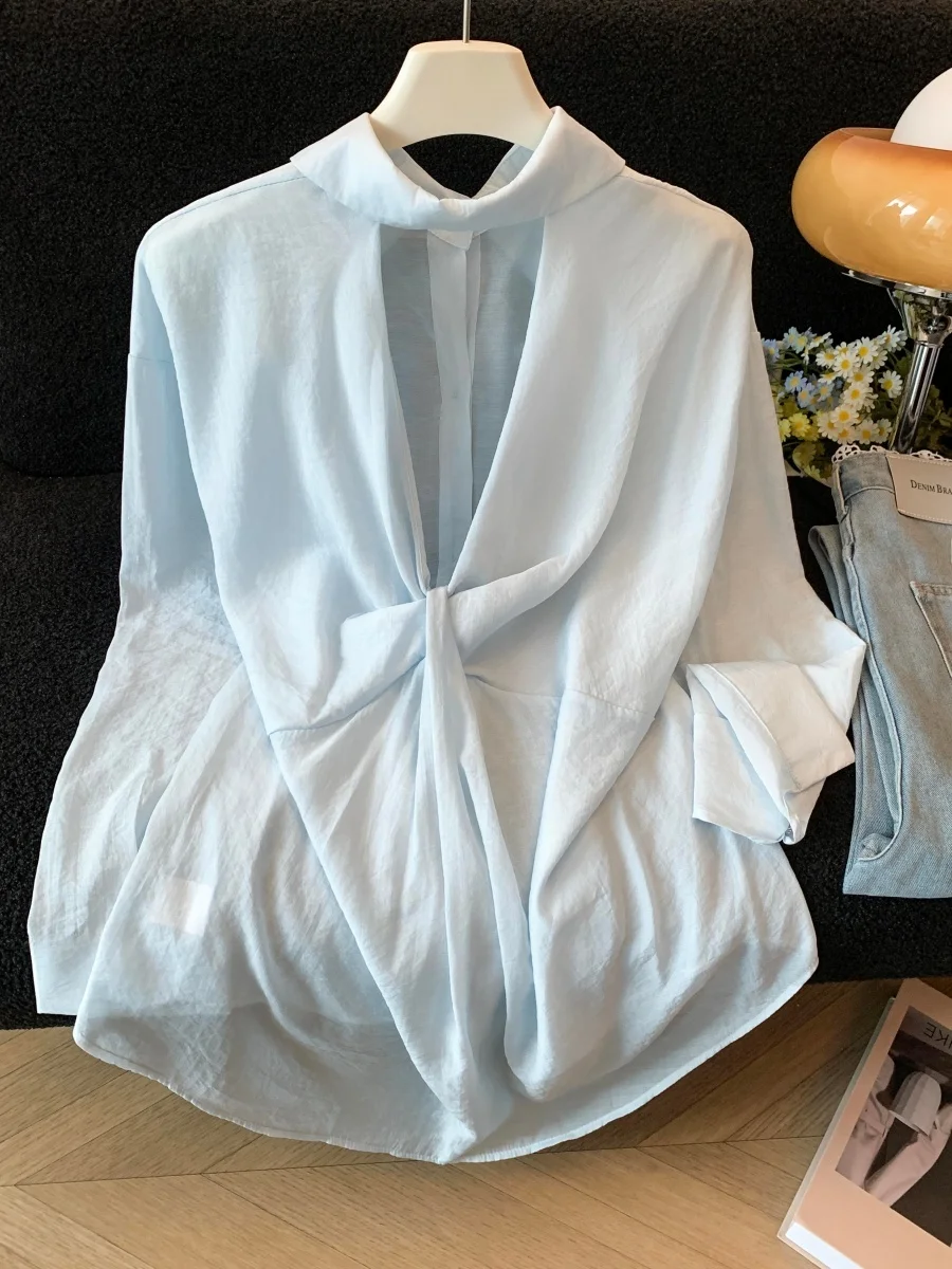 

Artistic Style Long Sleeve Hollow out Shirt Women's Summer Thin Sun Protection Open Cardigan Loose Slimming Design Top