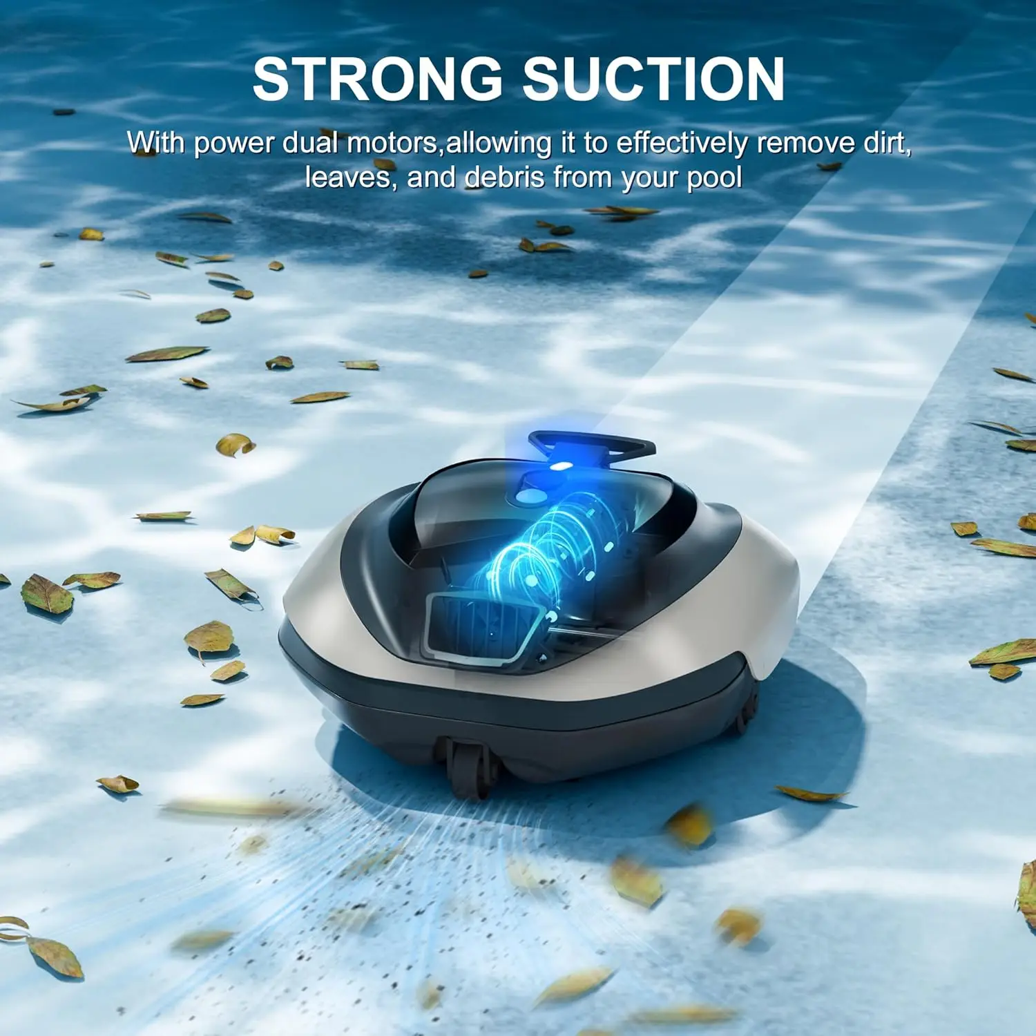 Robotic Pool Cleaner, Pool Vacuum Robot for Up to 850 Sq.ft, 90 Mins Runtime, Cordless Pool Cleaner