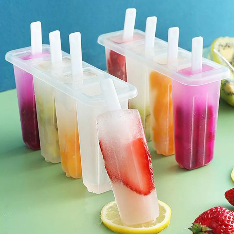 Ice Cream Popsicle Mold Diy Ice Cream Machine Homemade Ice Box with Plastic Stick Ice-Lolly Mold Ice Cube Tray Kitchen Gadgets