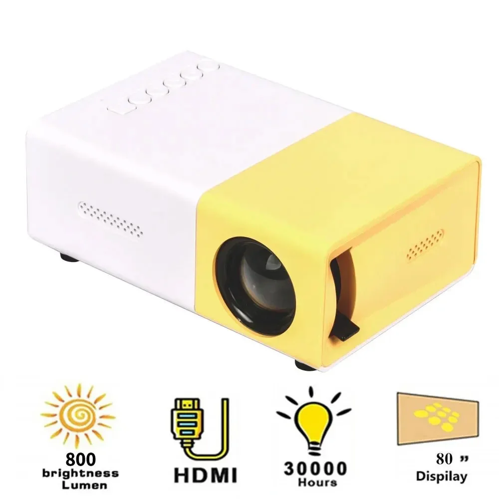 YG300 Mini LED Projector, Home Media Player, 1000 lumens, 320x240P, Compatible with HDMI, USB, Audio, YG300