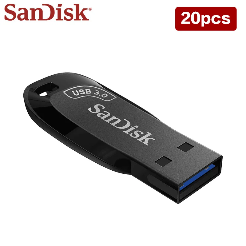 20pcs/Lot Sandisk Pen Drive Ultra Shift Usb 3.0 Flash Drive 32GB 64GB 128GB100MB/s CZ410 Memory Stick Black External Storage