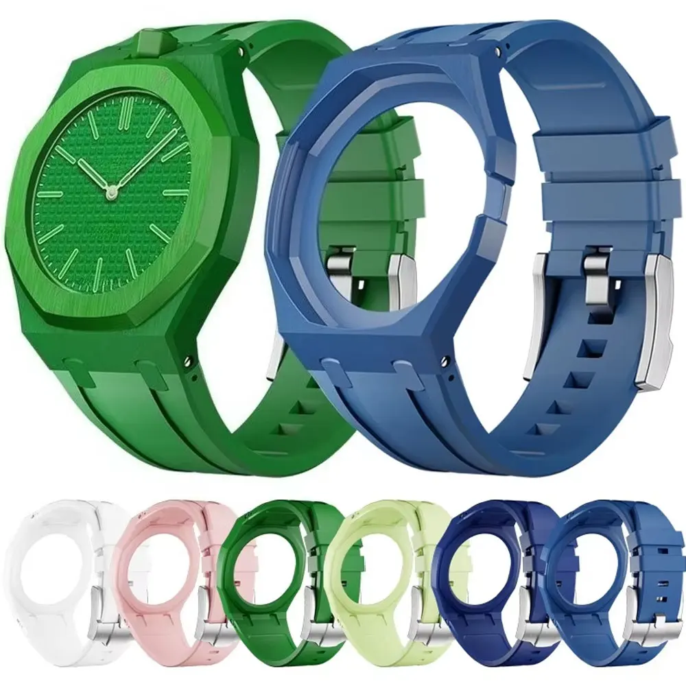 Integrated Modification Kit Silicone Strap+Ceramic Case Cover for Swatch x AP Royal Po Convert Pocket Wristwatch Accessories