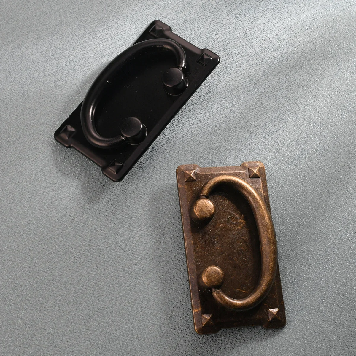 New Chinese square strip antique furniture hardware drawer classical ring zinc alloy handle