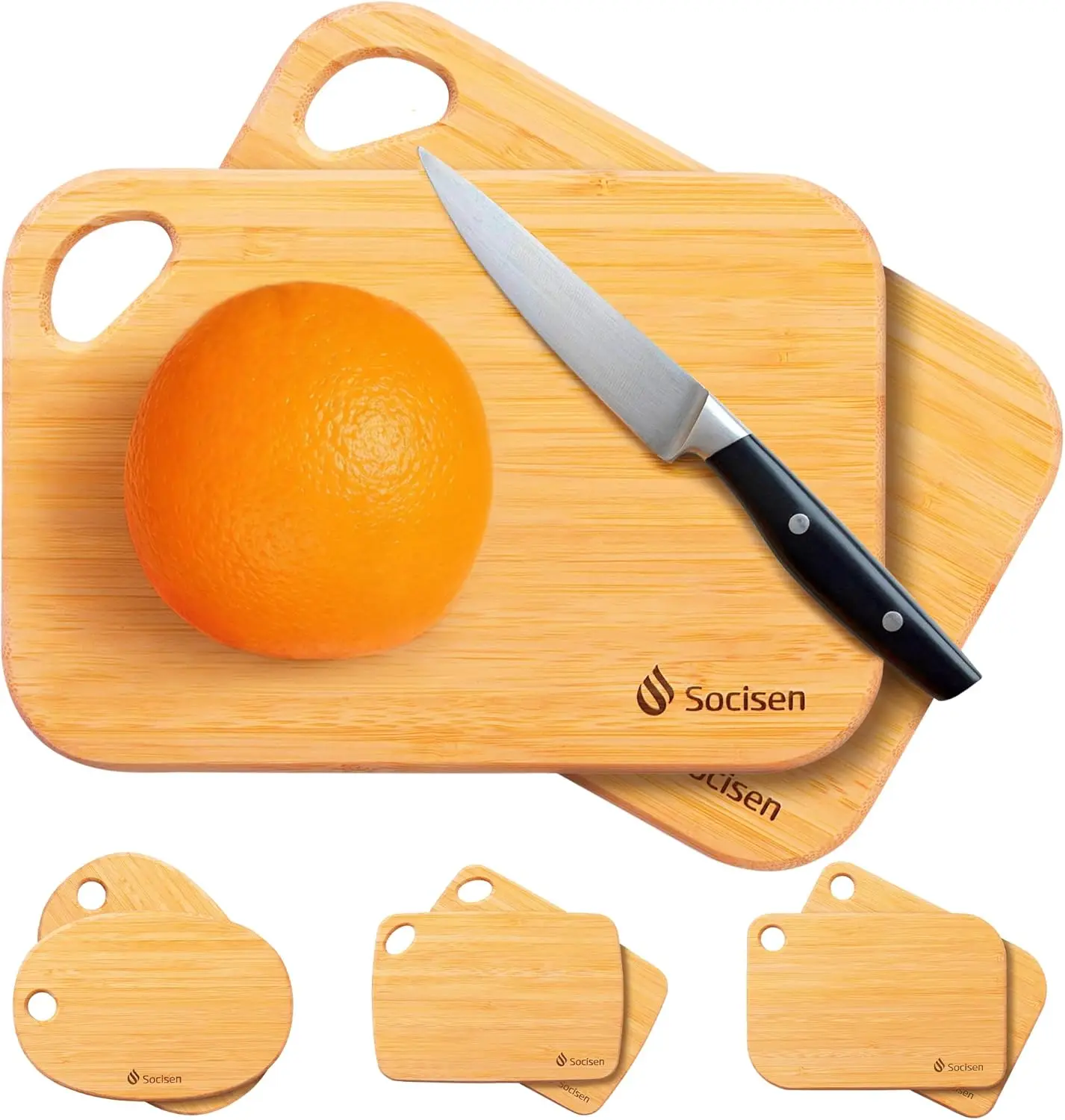 2 Pack Small Bamboo Wood Cutting Board for Kitchen 8.6" x 6" Mini Wooden Boards Lightweight Chopping Board Non Toxic Ser