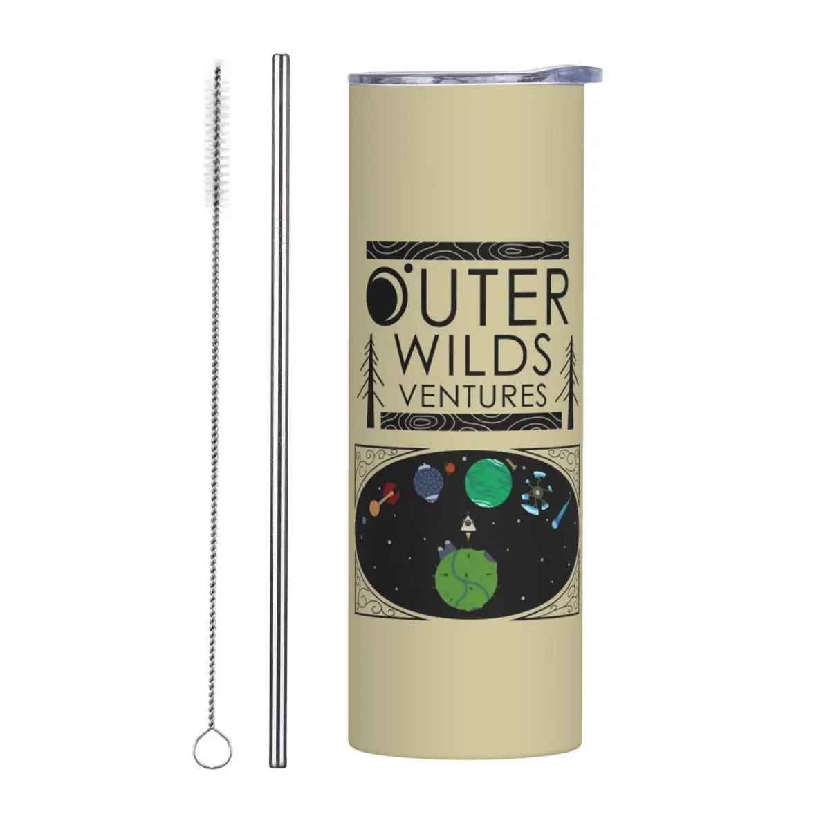 Outer Wilds Ventures Handbook Stainless Steel Tumbler Vacuum Insulated Mugs Thermal Cold Cups Straws With Lid 20oz