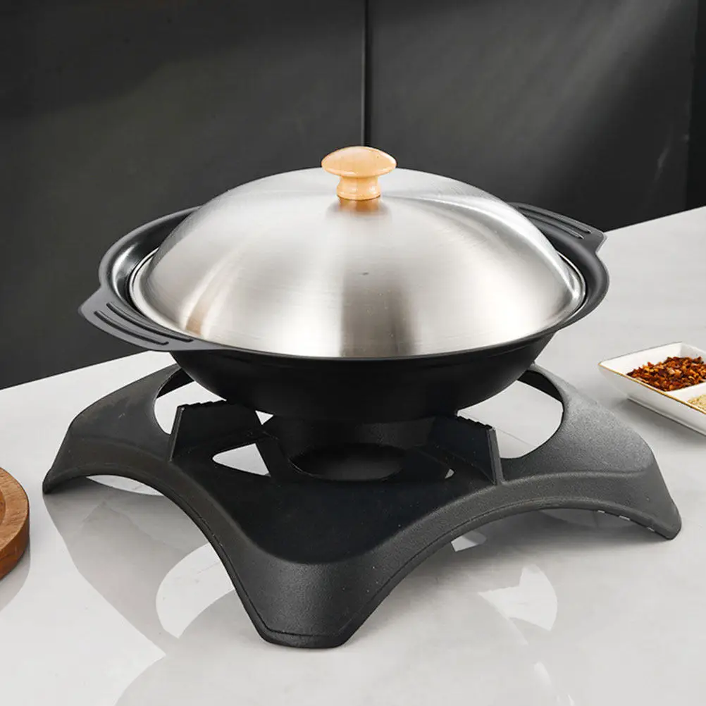 Double Handle Nonstick Iron Sukiyaki Hot Pot Japanese Style Seafood Soup Pasta Cooking Wok Compact Kitchen Cookware