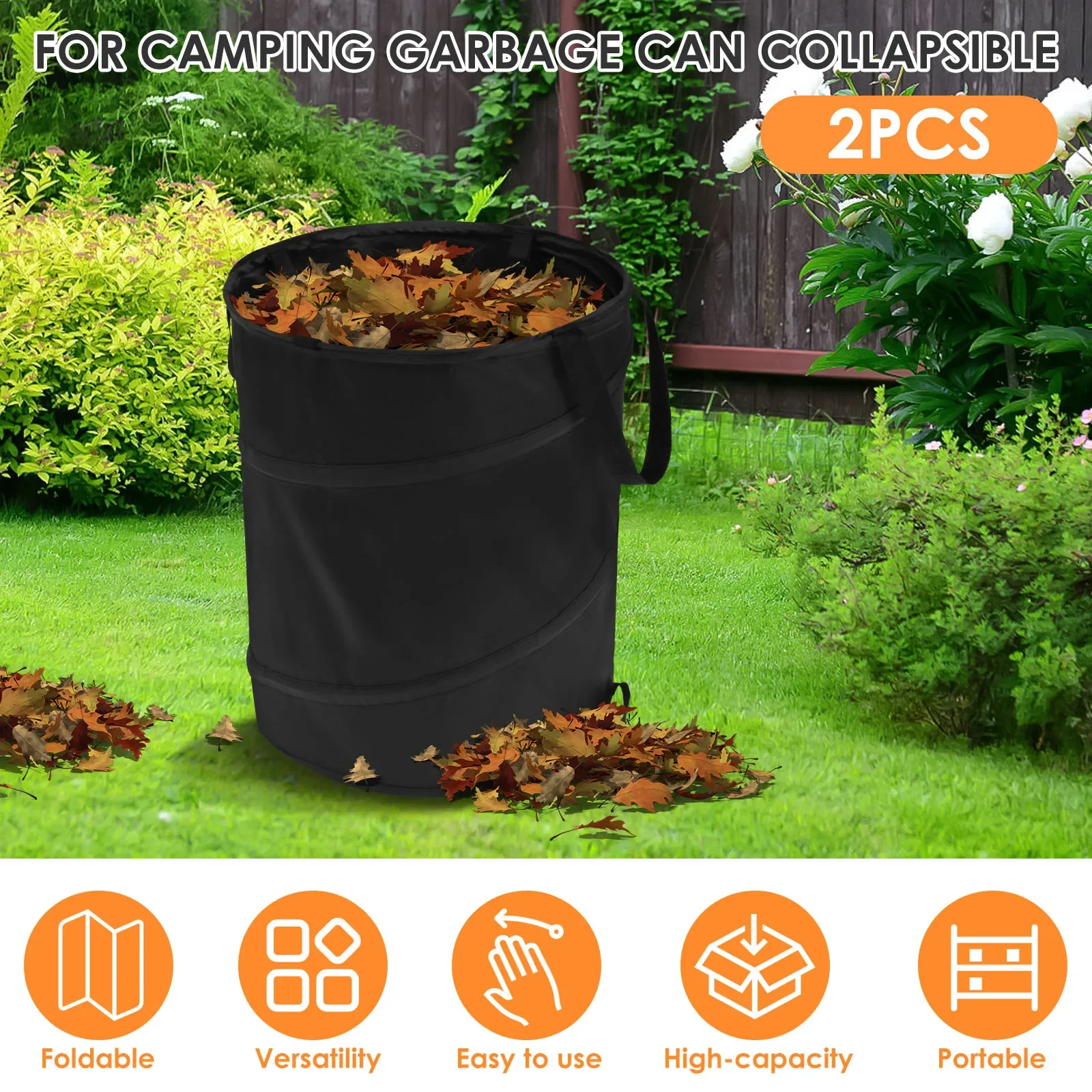 Reusable Garden Bag 10 Gallon Collapsible Garden Bag Large Capacity Leaf Sack Light Trash Can Garden Garbage Waste Container Bag