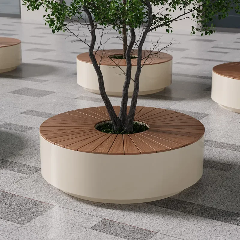 Outdoor round flower box seat stool combination night market square mall courtyard leisure terrace balcony seat flower bed