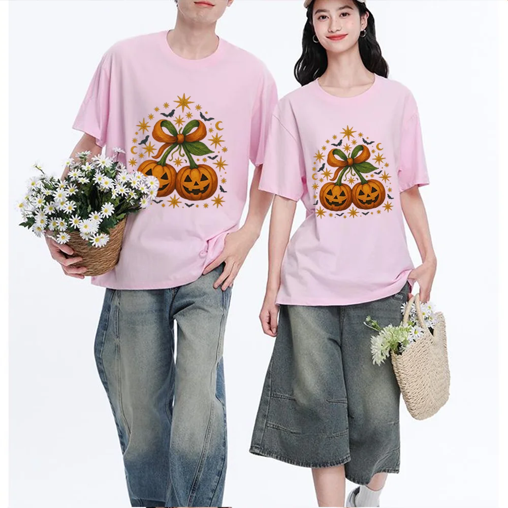 Halloween Pumpkin Star Bat Print Printed T Shirt Breathable Fabric S-XXL Personalized Custom T Shirt Unisex Fit Casual Short Sle