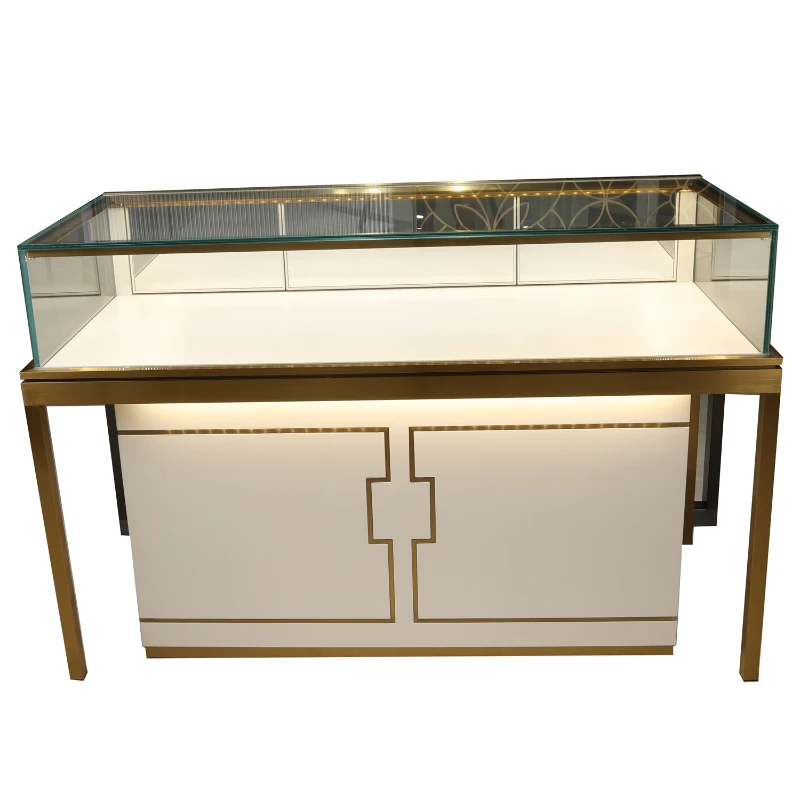 Luxury Shop Cabinet Marble Wooden Jewelry Display Living Room Showcase For Store And Counter