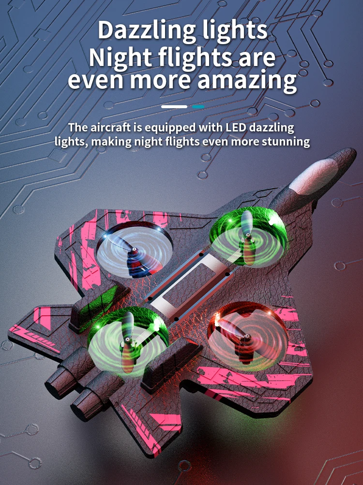 رغوة طائرة RC مقاتلة 2.4G التحكم عن بعد حيلة 360 ° طائرة رغوية EPP طائرة دوارة مع ألعاب LED للأطفال #4