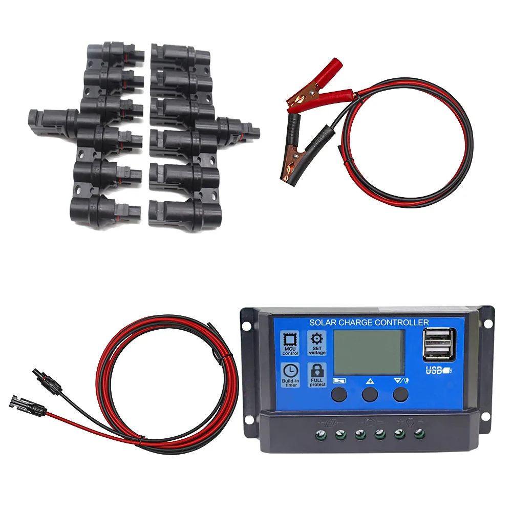 Ładowarka solarna Regulator 12V 24V 60A/50A/40A/30A/20A/10A PWM z kablami